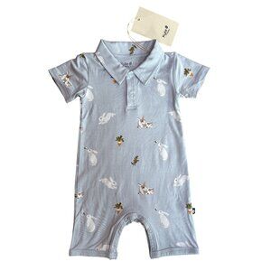 NWT 6-12M Kyte Baby Bamboo Polo Shortall Bunny Print